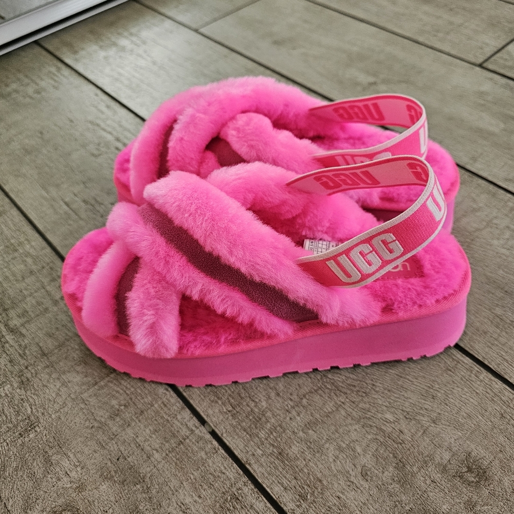New UGG Disco Cross Strap Pink Platform Slide Slingback Sandals 8